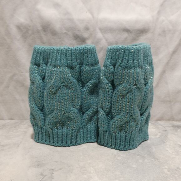The Royal Standard knit‎ boot cuff with matching infinity scarf teal with gold - Picture 6 of 7